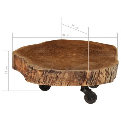 Sofabord i massivt akacietræ med hjul - 60 × 55 × 25 cm