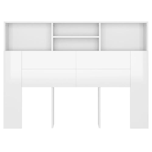 Sengegavl med opbevaring 140x19x103,5 cm hvid højglans