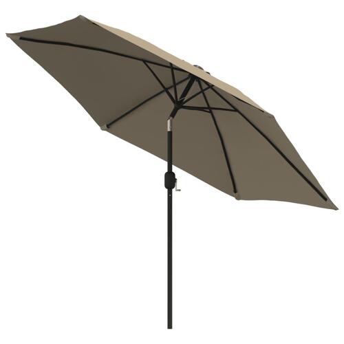 Udendørs parasol med LED-lys og stålstang 300 cm gråbrun