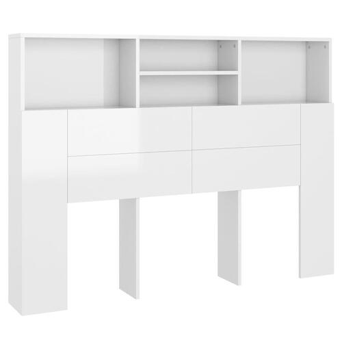 Sengegavl med opbevaring 140x19x103,5 cm hvid højglans