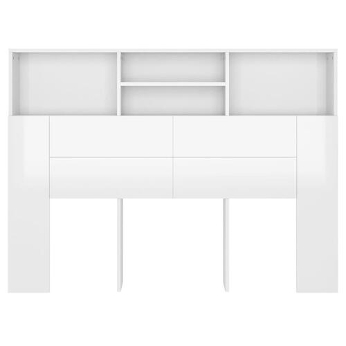 Sengegavl med opbevaring 140x19x103,5 cm hvid højglans