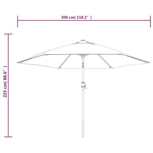 Udendørs parasol med LED-lys og stålstang 300 cm gråbrun