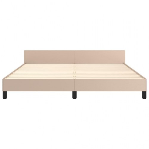 Sengeramme med sengegavl 180x200 cm i kunstlæder - cappuccino