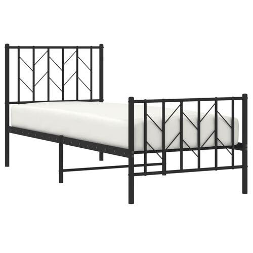 Sengeramme med sengegavl og fodgærde 75x190 cm metal sort
