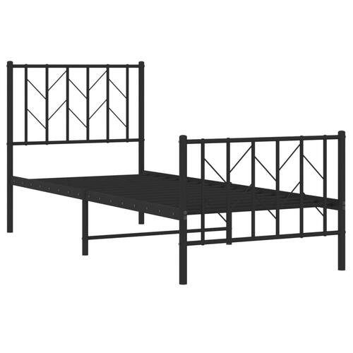 Sengeramme med sengegavl og fodgærde 75x190 cm metal sort