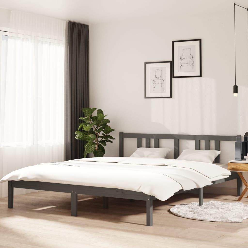 Sengeramme 160x200 cm massivt fyrretræ grå