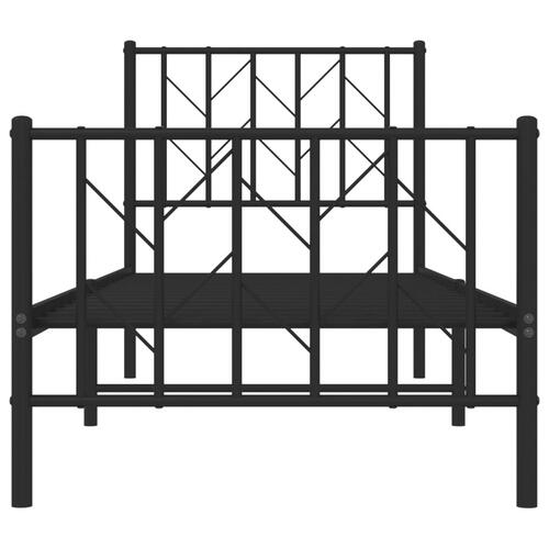 Sengeramme med sengegavl og fodgærde 75x190 cm metal sort
