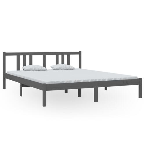 Sengeramme 160x200 cm massivt fyrretræ grå