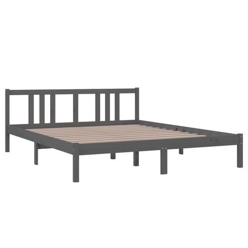 Sengeramme 160x200 cm massivt fyrretræ grå