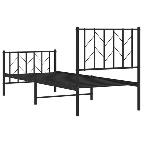 Sengeramme med sengegavl og fodgærde 75x190 cm metal sort