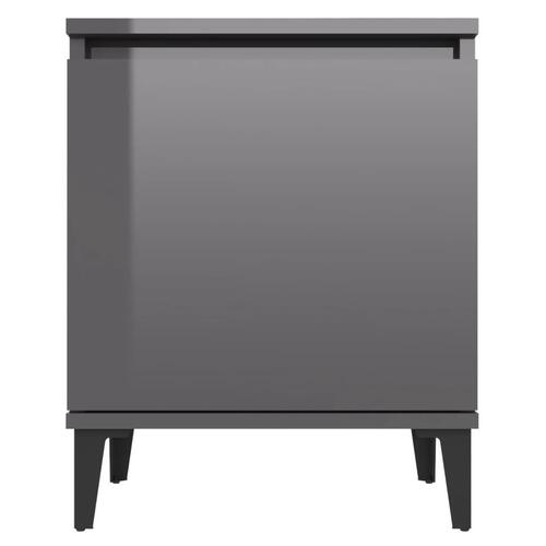 Sengeborde med metalben 40x30x50 cm grå højglans