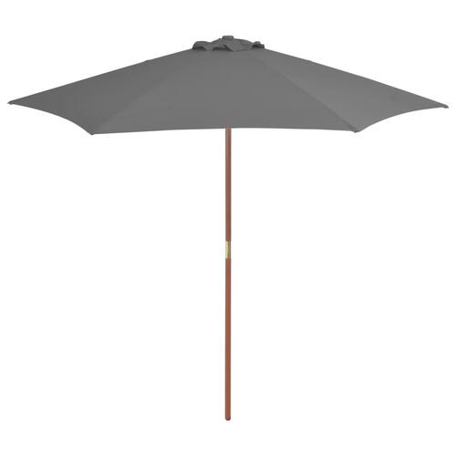 Udendørs parasol med træstang 270 cm antracitgrå