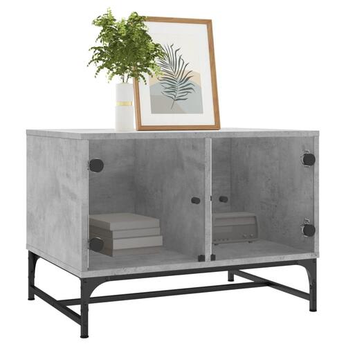 Sofabord med glaslåger 68,5x50x50 cm betongrå
