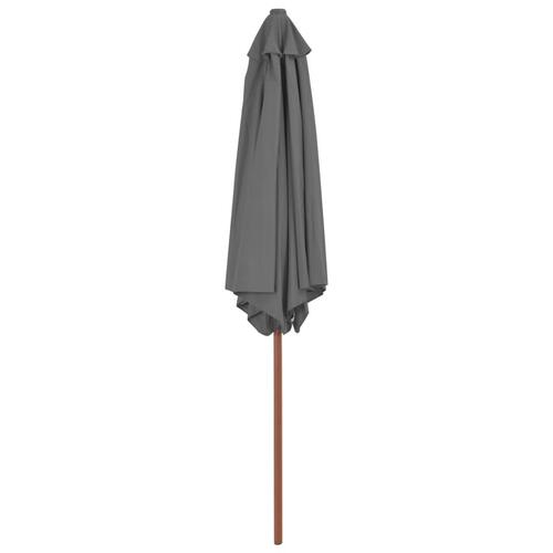 Udendørs parasol med træstang 270 cm antracitgrå
