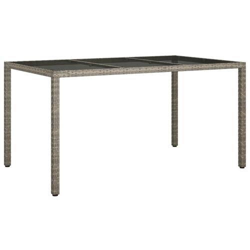 Havebord 150x90x75 cm hærdet glas og polyrattan grå