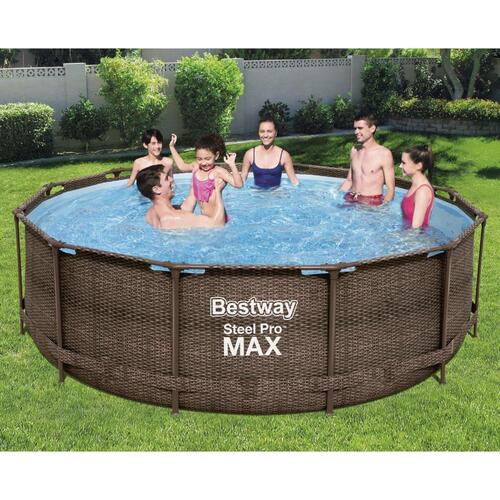 Steel Pro MAX swimmingpoolsæt Deluxe Series rund 366x100 cm