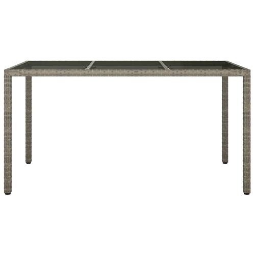 Havebord 150x90x75 cm hærdet glas og polyrattan grå