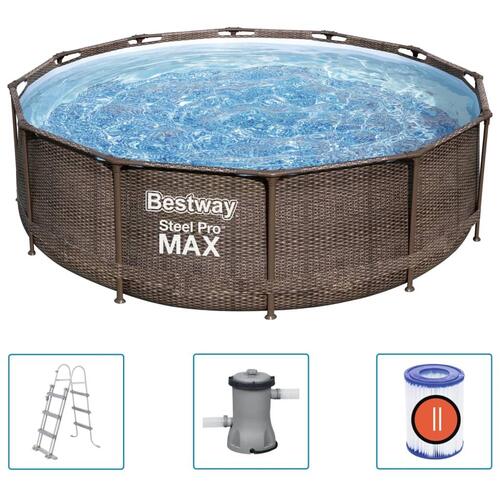 Steel Pro MAX swimmingpoolsæt Deluxe Series rund 366x100 cm