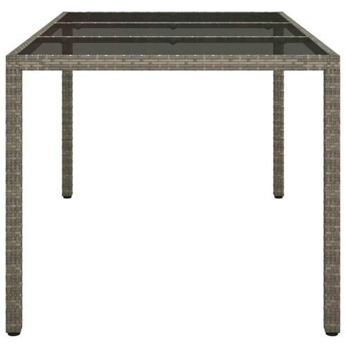 Havebord 150x90x75 cm hærdet glas og polyrattan grå