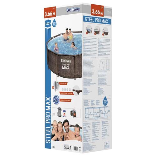 Steel Pro MAX swimmingpoolsæt Deluxe Series rund 366x100 cm