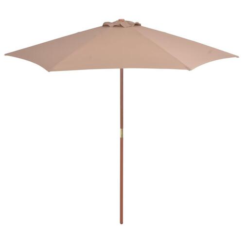 Udendørs parasol med træstang 270 cm gråbrun