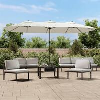 Parasol m. dobbelt parasoldug 449x245 cm sandhvid