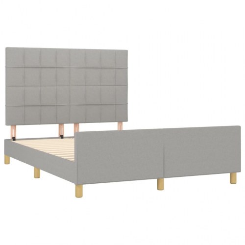 Sengeramme med gavl 140x200 cm - stof, lysegrå