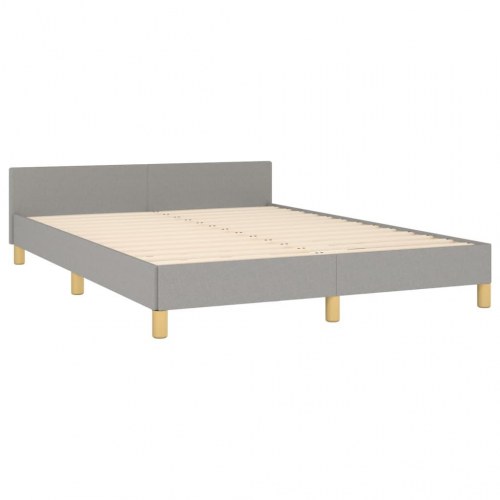 Sengeramme med gavl 140x200 cm - stof, lysegrå