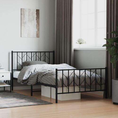 Sengeramme med sengegavl og fodgærde 107x203 cm metal sort