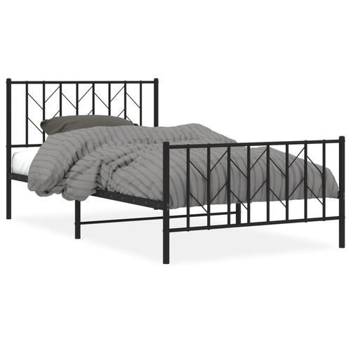 Sengeramme med sengegavl og fodgærde 107x203 cm metal sort