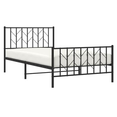 Sengeramme med sengegavl og fodgærde 107x203 cm metal sort