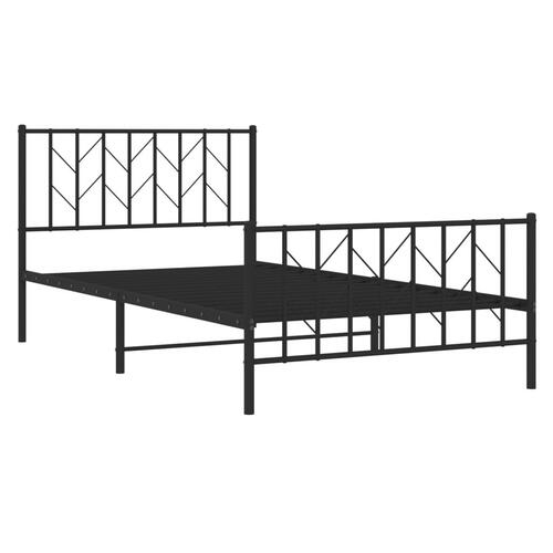 Sengeramme med sengegavl og fodgærde 107x203 cm metal sort