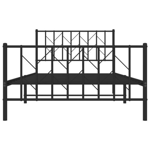 Sengeramme med sengegavl og fodgærde 107x203 cm metal sort