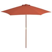 Udendørs parasol med træstang 270 cm terracottafarvet