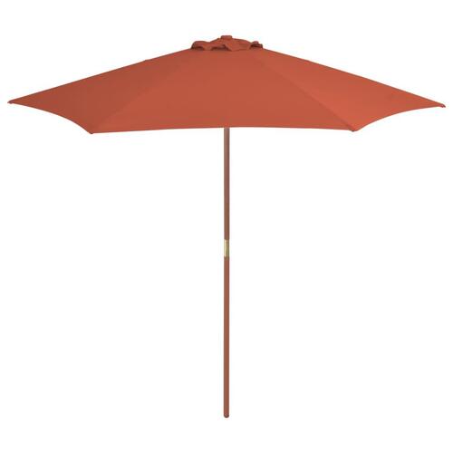 Udendørs parasol med træstang 270 cm terracottafarvet