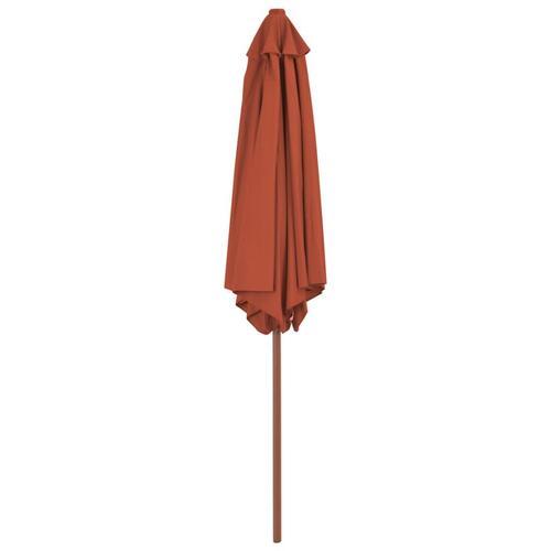 Udendørs parasol med træstang 270 cm terracottafarvet