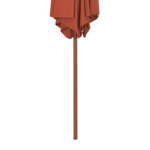 Udendørs parasol med træstang 270 cm terracottafarvet