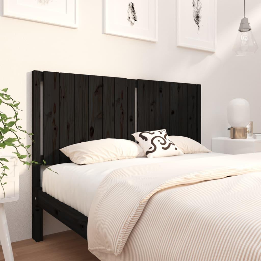 Sengegavl 145,5×4×100 cm - massivt fyrretræ, sort billede