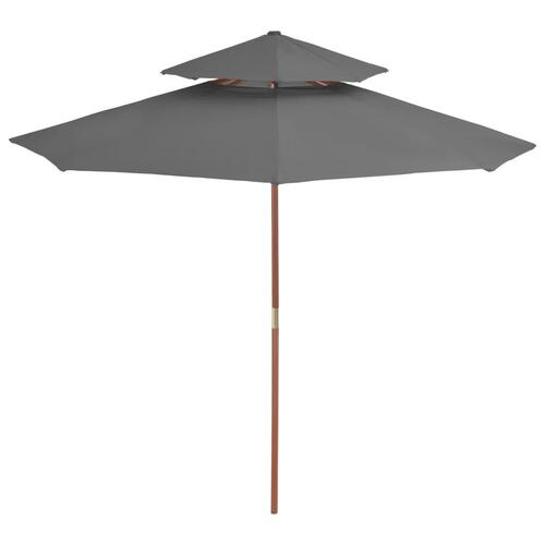 Dobbelt parasol med træstang 270 cm antracitgrå