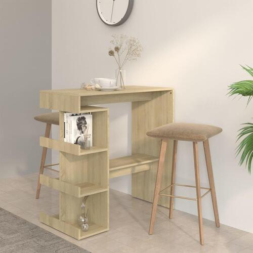 Barbord m. opbevaringstativ 100x50x101,5 cm spånplade sonoma-eg