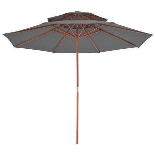 Dobbelt parasol med træstang 270 cm antracitgrå
