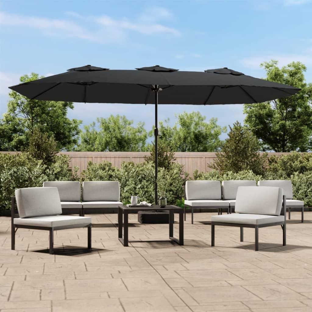 Parasol m. dobbelt parasoldug 449x245 cm antracitgrå