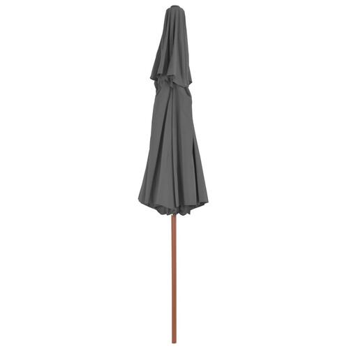 Dobbelt parasol med træstang 270 cm antracitgrå