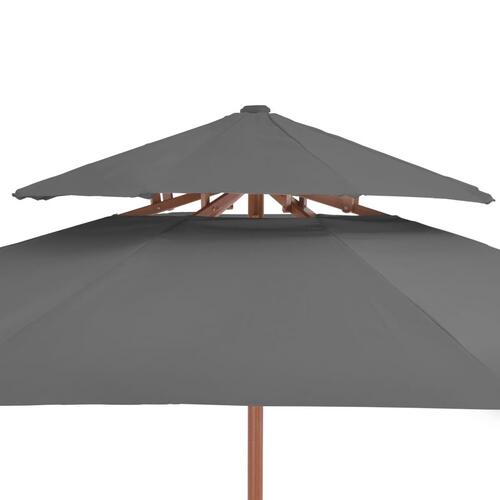 Dobbelt parasol med træstang 270 cm antracitgrå