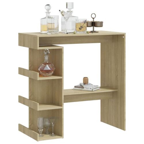 Barbord m. opbevaringstativ 100x50x101,5 cm spånplade sonoma-eg