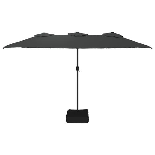 Parasol m. dobbelt parasoldug 449x245 cm antracitgrå