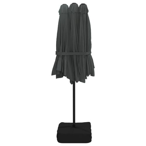 Parasol m. dobbelt parasoldug 449x245 cm antracitgrå