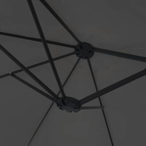 Parasol m. dobbelt parasoldug 449x245 cm antracitgrå