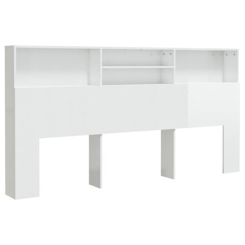 Sengegavl med opbevaring 200x19x103,5 cm hvid højglans