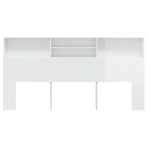 Sengegavl med opbevaring 200x19x103,5 cm hvid højglans